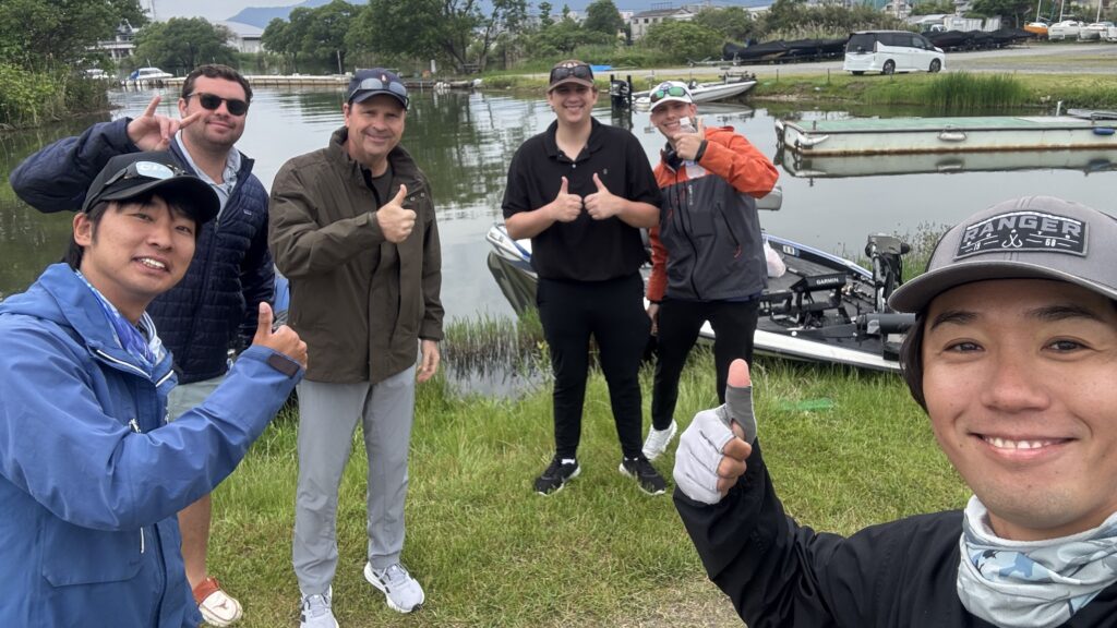 bass fishing at Lake Biwa with international guests