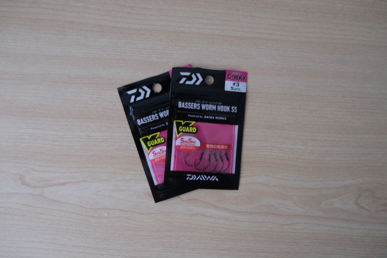 Guard-style worm hooks used for the Japanese neko rig