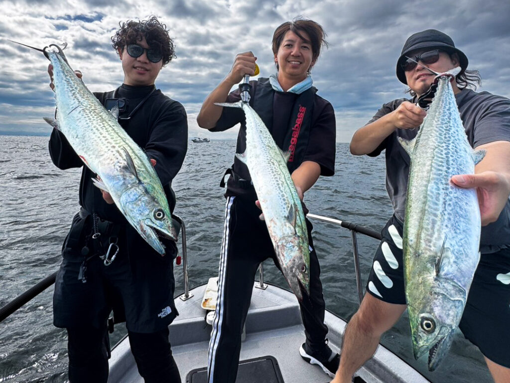 Anglers with sawara (Spanish mackerel) caught on Osaka Bay
